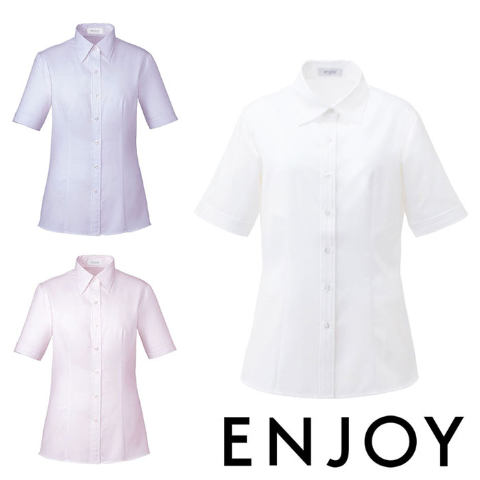 ESB660 シャツブラウス(半袖) ENJOY・カーシーカシマ・KARSEE 事務服・制服 5号〜17号 ポリエステル85%・綿15%