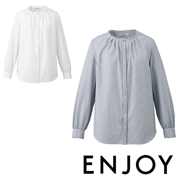 EWB803 タックブラウス(長袖) ENJOY・カーシーカシマ・KARSEE 事務服・制服 5号〜17号 ポリエステル90%・綿10%