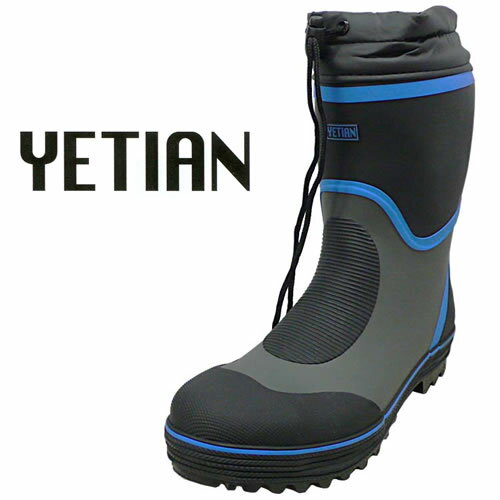 Safety Shoes - N2012 安全長靴（ブラック/ブルー） イエテン（YETIAN） 長靴・安全長靴 M〜XL（鉄先芯入り・踏抜き防止ステンレス板入・ショートタイプ）