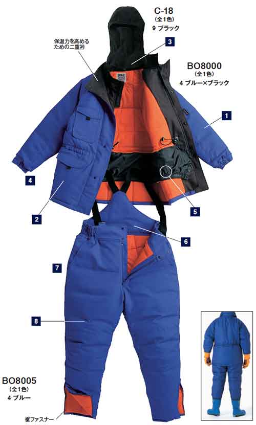 bo8000 冷凍倉庫用防寒コート(サンエス【SUN-S】) 〜4L ポリエステル100%