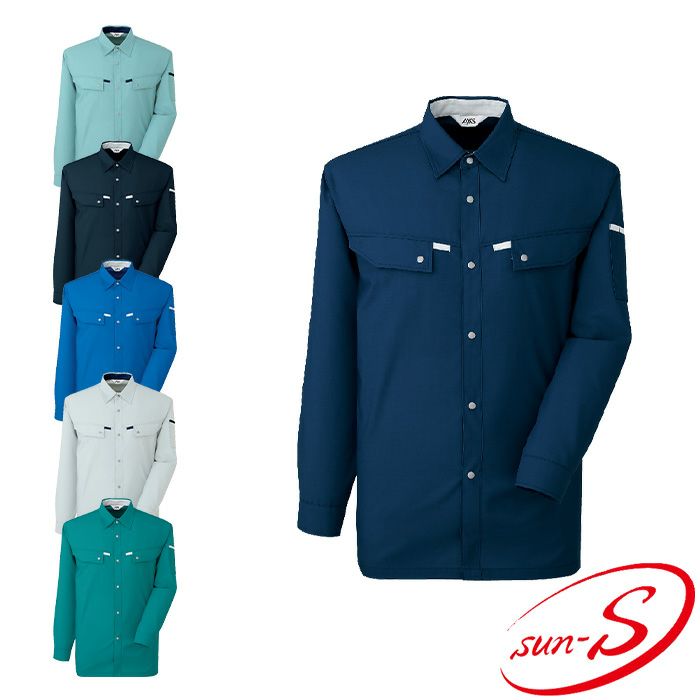樂天商城 - AS11209 長袖シャツ （サンエス【SUN-S】） 【社名刺繍無料】 SS〜6L トロピカル（ポリエステル80％・綿20％）