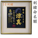 【馬刺繍】 馬 午年 刺繍 命名書 刺繍命名書 代筆 額付き 額 命名額 命名 紙 オーダーメイド 日本製 男の子 女の子 出産内祝い 色紙 高級感 壽 初孫 ...