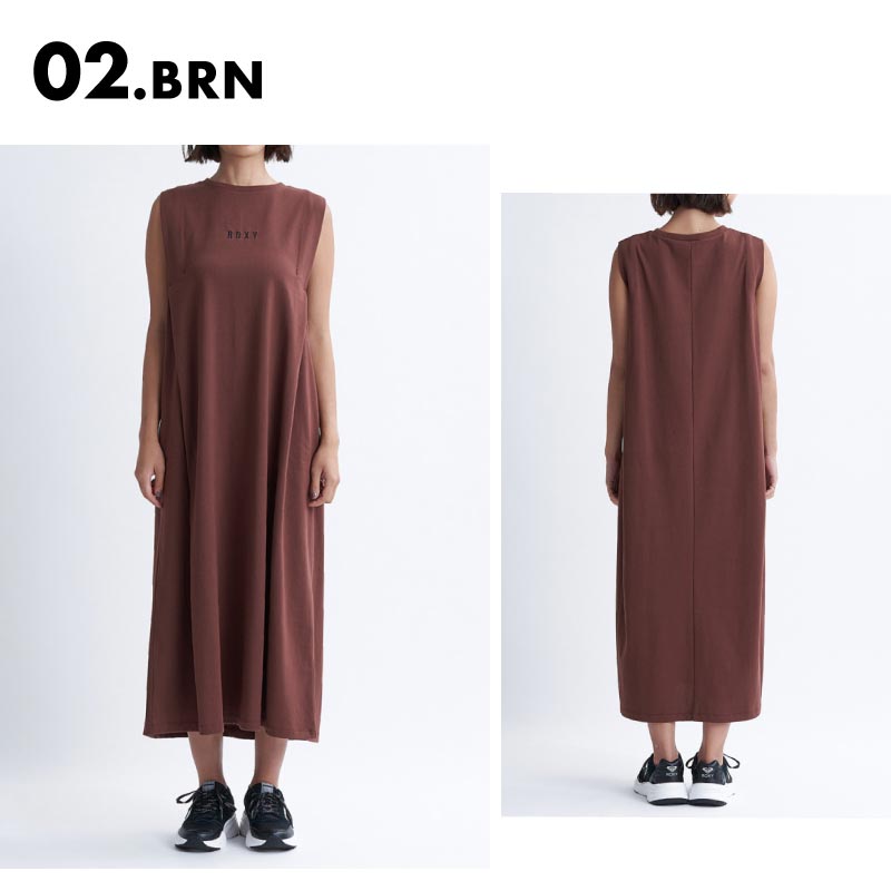 ROXY/ロキシー レディース UVCUT ワンピース ブラウン Sサイズ 茶 ON THE COAST RDR241803 Aライン ロングワンピース リゾートコーデ 夏 サマーコーデ ビーチ 普段使い UVカット 体型カバー ポケット付き UV加工 ロゴ 刺繍 速乾 正規品 シンプル 女性用 《OTLSS》 《☆》(4)