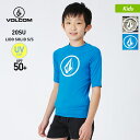 VOLCOM/ボルコム キッズ 半袖 ラッシュガード C9112000 Tシャツタイプ ティーシャツ 水着 UVカット UPF50 ロゴ プール 海水浴 ビーチ ジュニア 子供用 こども用 男の子用 女の子用