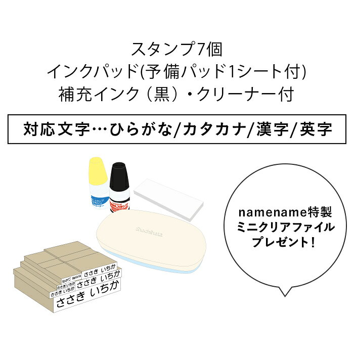 お名前スタンプセット　補充インクとクリーナー付 お名前スタンプ ネームスタンプ ...