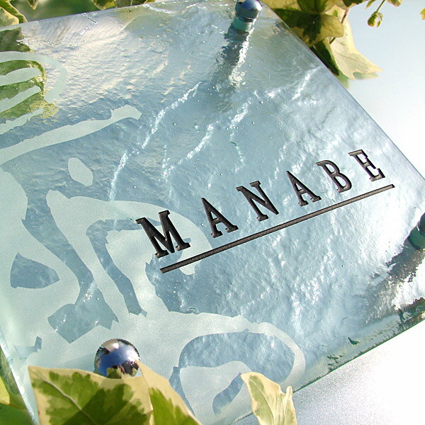 ガラス表札 表札 戸建 ガラス おしゃれ 和風 和モダンネーム プレート 表札 オシャレ　アイアン 2