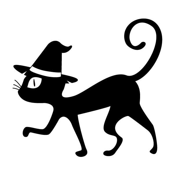 ステッカー ネコF 選べるサイズ・カラー 魔女のネコ/ねこ/CAT/猫/ハロウィンネコ好きさんへ 車のドレスアップに/おしゃれステッカー/アクリルプレート/パーテーション/車/ガラス/窓/スケボー/かっこいい/装飾/デコ/[メール便送料無料]