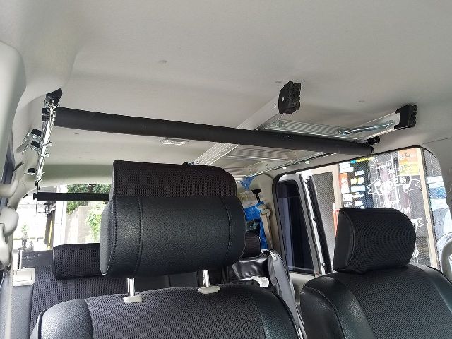 NAMINORIKOZOU エブリイ DA64W サイドバー&スライドバー2本セット 延長ステー・パッド付 スノーボード サーフィンスキー 脚立 ロッドホルダー サイドバー キャンプ ベース キャリア 車中泊 釣り 職人棚 ルーフ インナー 室内 車内 ラック 棚 荷室 天井 収納