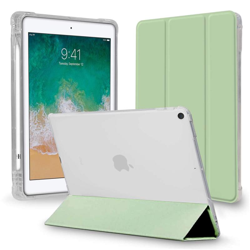 MS factory iPad ケース Apple Pencil ペンシル 収納 衝撃吸収 軽量 薄型 半透明 ソフトTPU スマートカバーオートスリープ iPad 第11/10/9/8/7/6/5世代 全9色