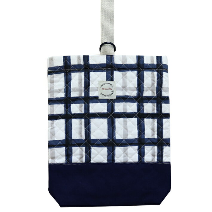 シューズケース 上履き入れ シューズバッグ 【ネオンチェック ネイビー】Dカン 男の子 女の子 キルト キルティング 帆布 通園 通学 入園 入学 準備 子供用 上靴袋 上履き袋 上靴入れ シューズ入れ 保育園 幼稚園 小学校 小学生 シューズ袋 かわいい おしゃれ シンプル