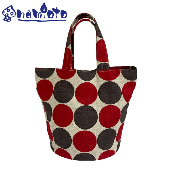 丸底バッグ【レッドドット】スナップボタン付 日本製 　ママバッグ トート　バケツ型 　手提げ 　内ポケット付 nbrs736736