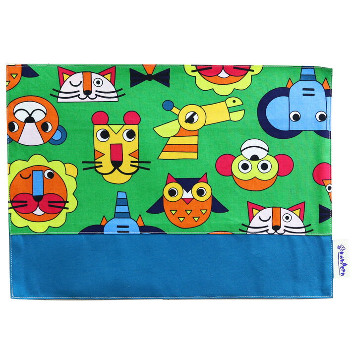 ランチョンマット 子供用 25cm×35cm 【北欧アニマル グリーン】2トーン キッズ 日本製 ランチクロス テ..