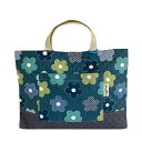 レッスンバッグ 【ふらわー ネイビー】30cm×40cm キルティング キルト 日本製 小学校 幼稚園 保育園 入園 入学 準備 女の子 男の子 手提げ袋 手提げかばん 手さげバッグ キッズ かわいい かっこいい お稽古バッグ トートバッグ 子供 シンプル おしゃれ