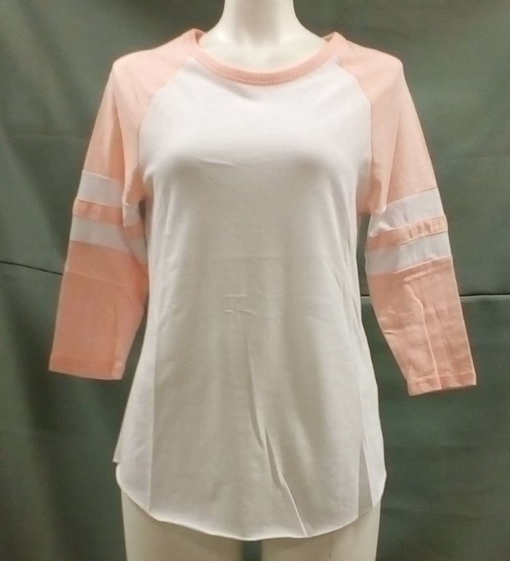 TOPSHOP・トップショップ RAGLAN TOP 春 秋 トップス レディース Tシャツ 七分袖 カットソー 無地 4サイズ お洒落 丸首 ホワイト ライン袖 可愛い シンプル 当日発送 インポート