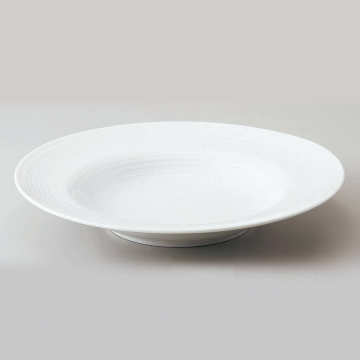 Rakuten - 15枚セット サンサーラ 24cm スープ皿 パスタ ディナー 白 渦 レリーフ 日本製 陶器 洋陶器 業務用 ホテル＆レストラン 喫茶店 飲食店 スタイリッシュ おしゃれ 和食器