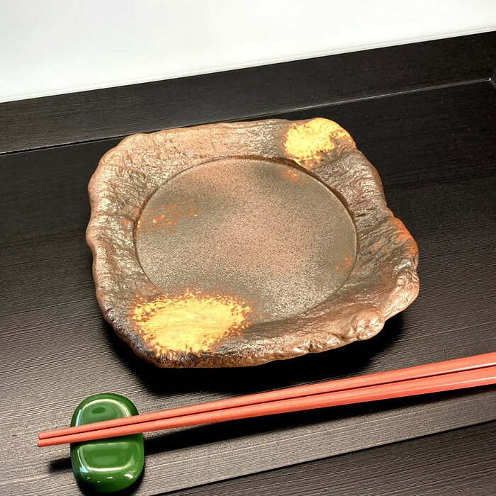 Mino Ware - 美濃岩石 角皿 正角皿 小 前菜皿 日本製 陶器 カフェ食器 おうちCafe おしゃれな食器 おしゃれ 和モダン 和食器 銘々皿 菓子皿 取り皿