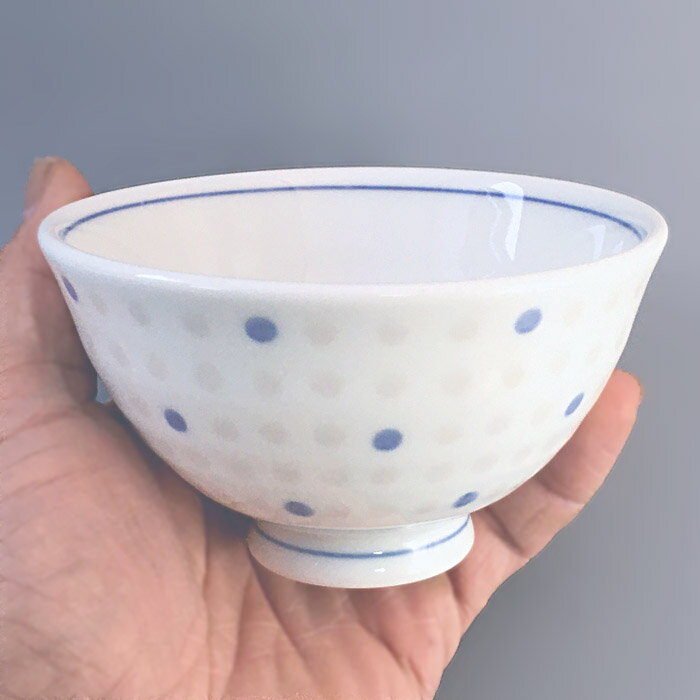 焼き物 美濃焼 dot 茶碗 青 ライス 軽量 11cm 飯碗 お茶碗 御飯茶碗 ご飯茶碗 おちゃわん ライスボウル 日本製 陶器 おしゃれ レンジ 食洗機可 うすかる 3