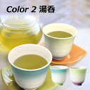 Color 2 湯呑 翡翠/ヒワ 満水容量 180cc お茶 煎茶 日本 陶器 2色 グラデーション 和食器 おしゃれ 高台 吹き レンジ 食洗機可 美濃焼 母...