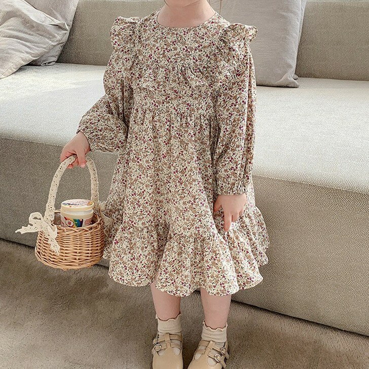 キッズ フレアスカートワンピース ワンピース ワンピ フレアスカート フレア フリル 花柄 小花柄 子供服 子ども 女の子 ベビー ベビー服 ベビーウェア おしゃれ 可愛い かわいい シンプル ナチュラル