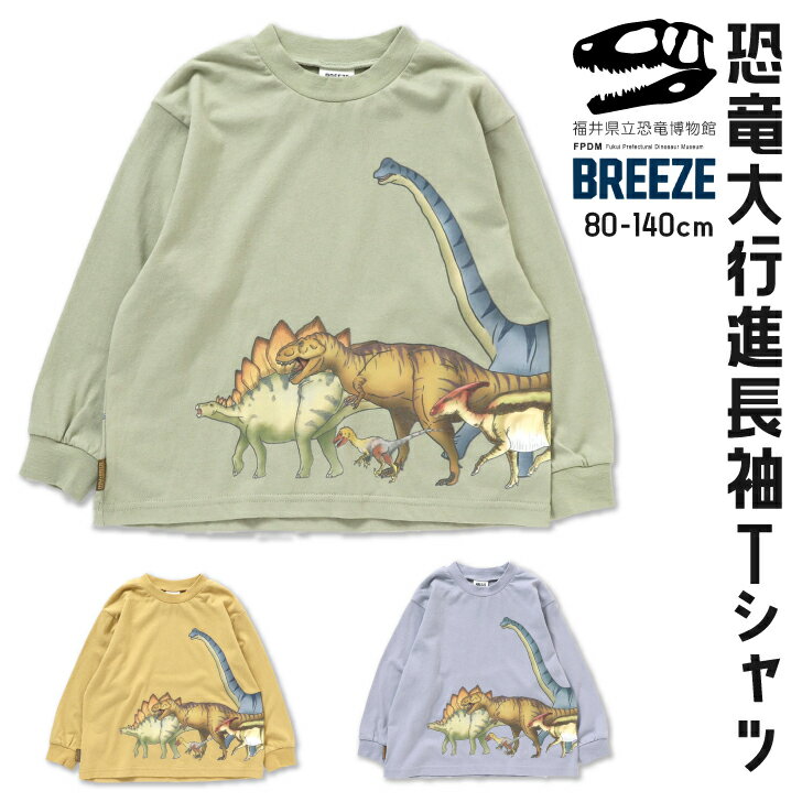 BREEZE 福井県立恐竜博物館コラボ 恐竜 長袖Tシャツ ロンT アウター 長袖 恐竜 スカジャン 刺繍 男の子 女の子 ブリーズ 子供服 キッズ ベビー ジャンパー ジャケット ブルゾン おしゃれ かっこいい 秋 秋物 秋冬 冬物 新作 エフオー FO J406952