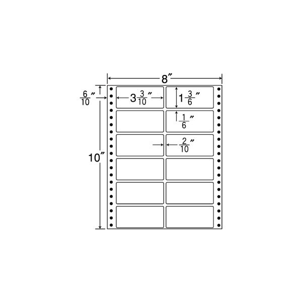 MT8C(VP5) ナナフォーム ドットインパクトプリンタ用 東洋印刷連続ラベル 連帳ラベルMタイプ 剥離紙白 8インチ幅 2500折入り