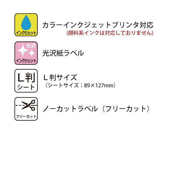 SCJL7(S) 光沢シール 光沢紙ラベルシール カラーインクジェットプリンタ用 ナナクリエイト デジカメプリントシール 光沢ラベル 89×127mm L判シート 1面付け 12シート入り nana-10002525 ナナクリエイト 楽天プラザ サンプル画像3