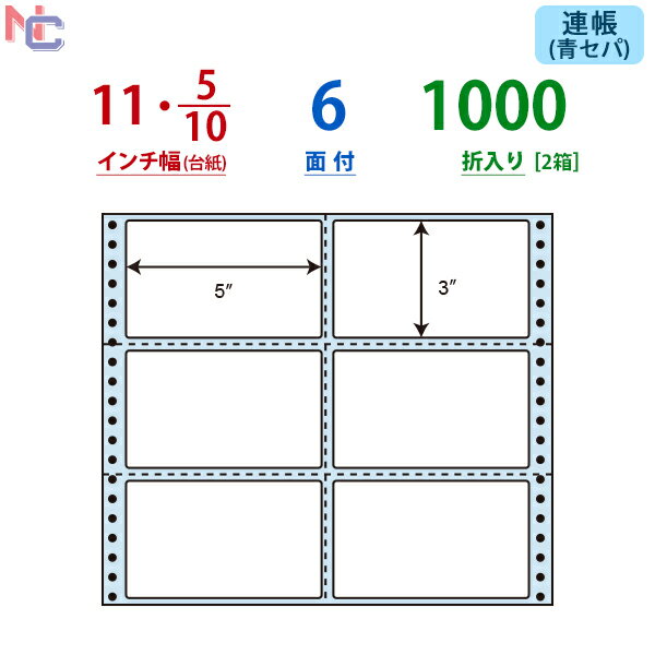 NC11PB(VP2) ナナフォーム ドットインパクトプリンタ用 ナナクリエイト連続ラベル 連帳ラベル ブルーセパ ブルーグラシンセパ 1000折 11インチ幅 1