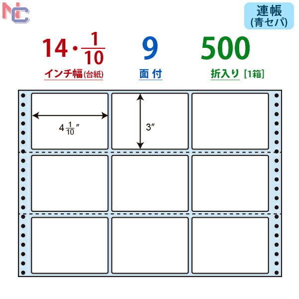 NX14KB(VP) ナナフォーム ドットインパクトプリンタ用 ナナクリエイト連続ラベル 連帳ラベル ブルーセパ ブルーグラシンセパ 500折 14インチ幅 1