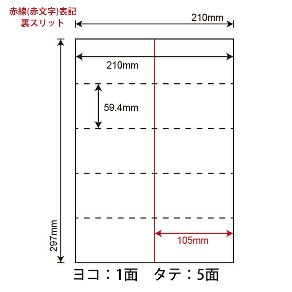 CLM-9(VP3) 切り離し可能ラベル 5面付 1500シート 210×59.4mm ミシン目入りラベル レーザープリンタ・インクジェット用 裏面スリット1本 CLM9 2