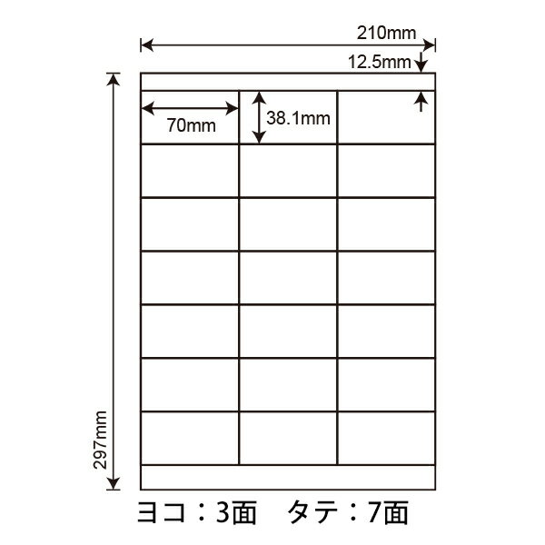 LDZ21Q(VP2) 東洋印刷 ナナワード マルチタイプラベル レーザー・インクジェットプリンタ用 A4シート ナナラベル 70×38.1mm 21面付 1000シート 2