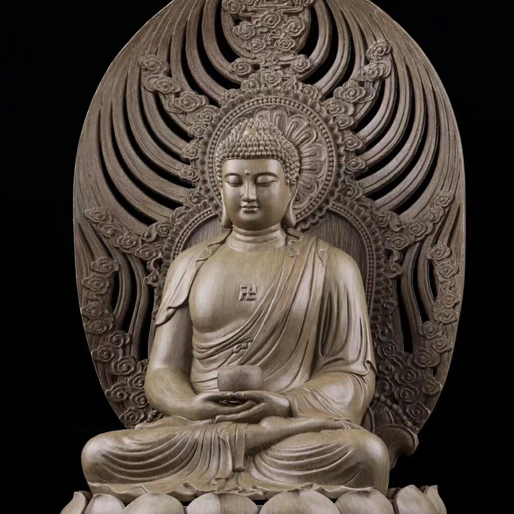 釈迦牟尼座像 仏教美術 仏像 珍品 コレクション 室内飾り 彫刻工芸品 H:108CM 格安人気 精密雕刻 置物 手作り意匠 美術品 極上品 超大