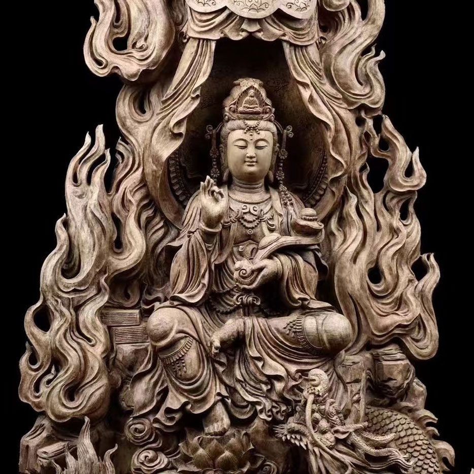 【天然沈香木彫】 騎龍観音 仏教美術 仏像 仏...の紹介画像3