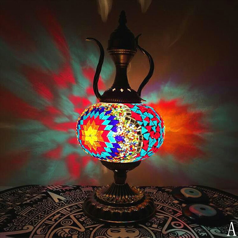 トルコランプ　職人手作り　カラーガラス　スタンドランプ　間接照明　常夜灯　リビング、寝室、レストラン、カフェー、ホテル、民宿、バー　飾り