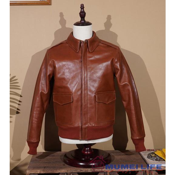 注目新作☆カウハイド 復刻30's フライトジャケット バーガンディレッド　タンニンなめし 染料仕上げ オ..