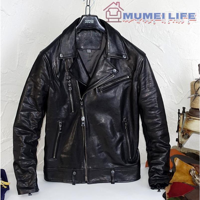 秋冬新品☆ 復刻40's アビエイタースタイル レザージャケット ウォッシュ加工 ブラック ヴィンテージ 羊革