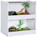 飼育ケース 爬虫類?両生類用飼育ボックス 二層給餌ボックス ペットインキュベーター 通気性 脱走防止 爬虫類ボックス 爬虫類餌箱 亀/ト