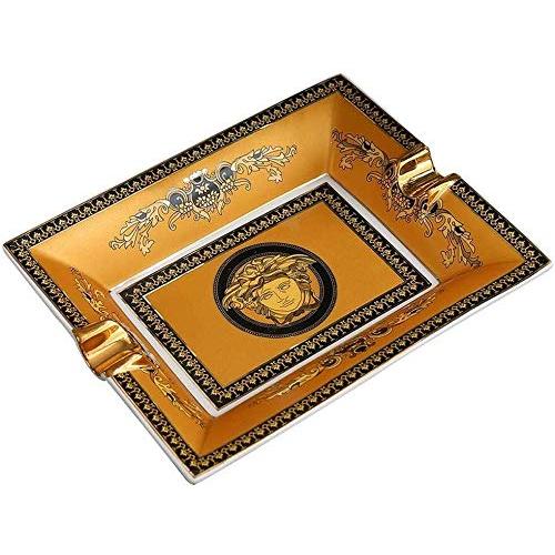 セラミックシガー灰皿ヨーロッパの豪華な卓上タバコ喫煙者のための灰皿、手描きゴールド磁器デスクトップがホームホテルデコレーション7