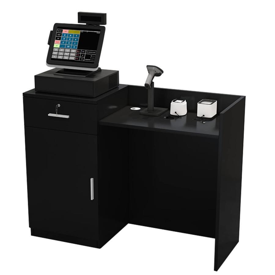 受付 カウンターテーブル レジ係カウンター 木製 受付カウンター 鍵付き引き出し付 モダンミニマリスト..