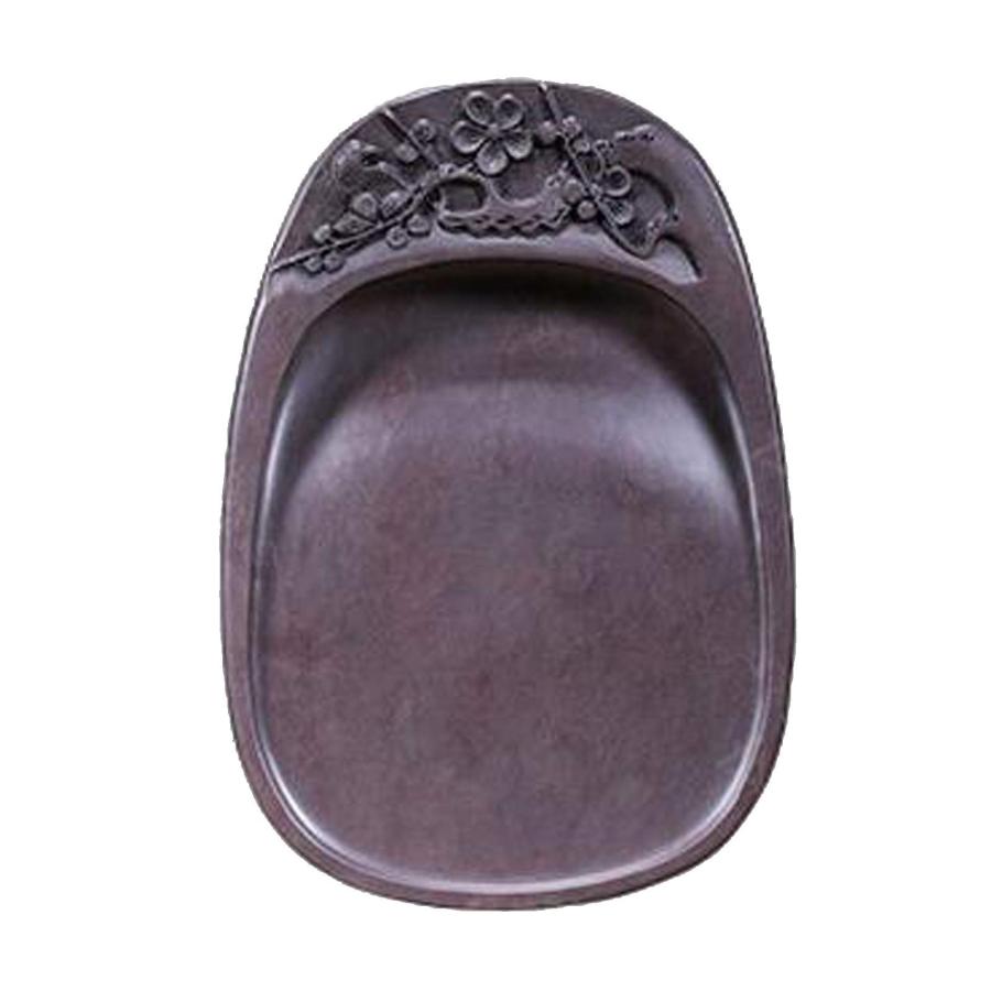 天然生石卵形硯学生大人の木箱ふた付き6インチ硯 E