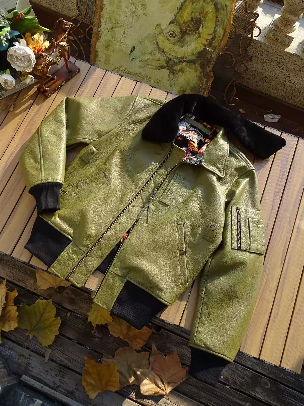 B15 空飛びモンロー ON THE WAY UP 取り外し可能ウールフード 詰め綿保温 ライチ柄牛革