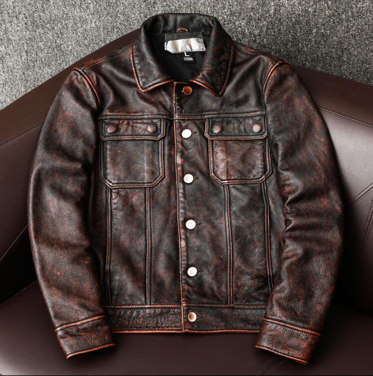 Rakuten - ライダースジャケット レザージャケット 本革　牛革　革ジャンコート　vintage　本革コート　 メンズファッショ　　S～5XL