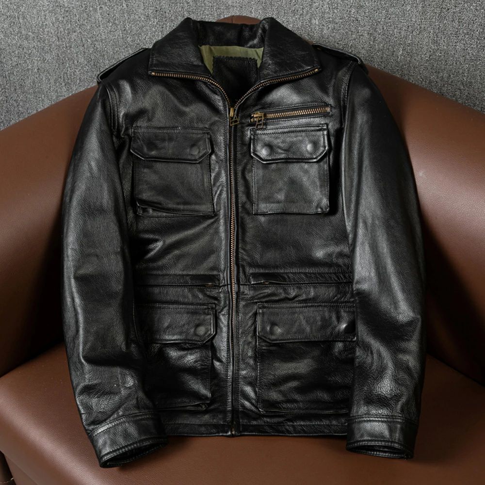 Rakuten - ライダースジャケット M6 レザージャケット 牛革 ビジネス　vintage　本革 革ジャンコート 秋冬メンズファッション M～5XL黒