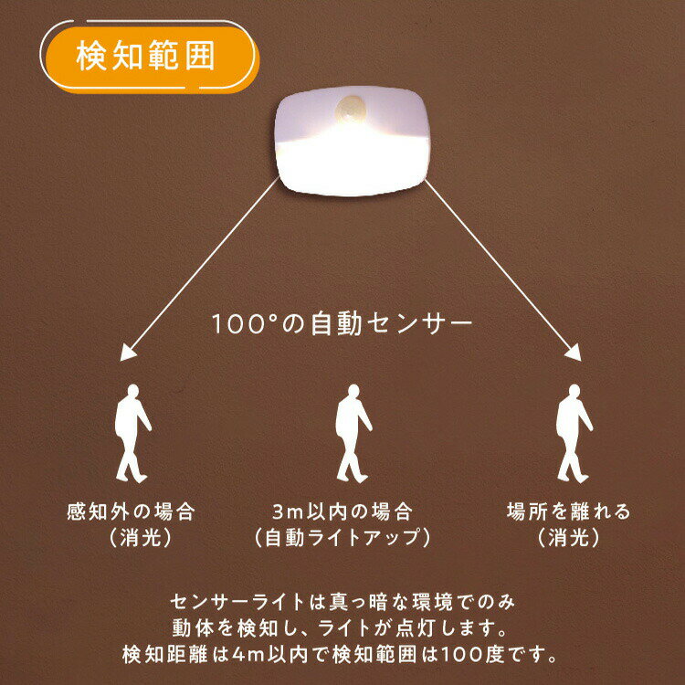 小型 人感センサーライト ledライト 電球色 昼白色 LED ライト 人感センサー ライト 壁掛け照明 灯具 人感 センサーライト 屋内 非常灯 玄関 廊下 照明 足元灯 電池式 防災 クローゼット ナイトライト 寝室 室内 センサー照明 2