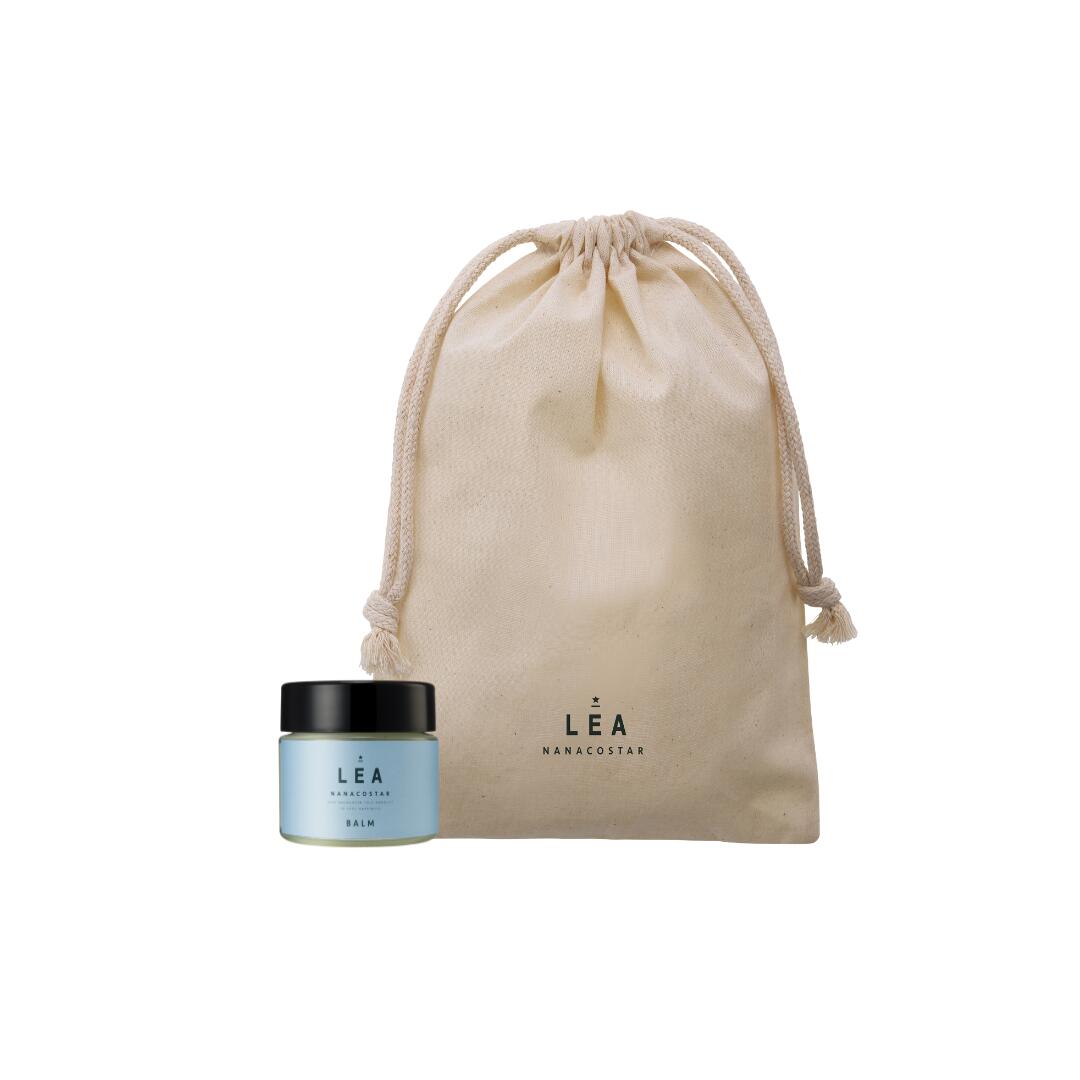 NANACOSTAR公式 LEA ヘアバーム コットン巾着セット 天然精油 オレンジベルガモットの香り ヘアバーム ヘアスタイリング シアバター 保湿 濡れ髪 オレンジ ベルガモットの香り サロン品質 ヘアバーム メンズ レディース プレゼント クリスマスギフト