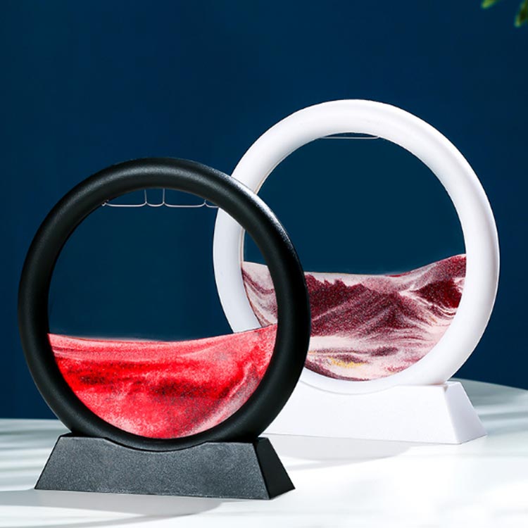 サンドピクチャー 置物 置き物 砂のアート 砂の絵 3D 流れる サンドアート 丸型 18*19cm 砂絵 砂時計 インテリア 雑貨 癒し グッズ 玄関 オフィス 店舗 飾り おしゃれ 誕生日 引越祝い 開店祝い 新築祝い プレゼント ギフト 注射器付きの商品画像 3