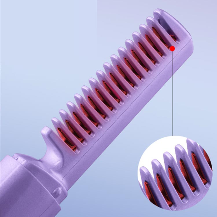 ヒートブラシ コードレス ヘアアイロン ブラシアイロン USB充電式 温度3段階調節 デジタル表示 火傷防止 静電気防止 マイナスイオン ポータブル ミニ コンパクト 持ち運び ストレートアイロン カールアイロン ブラシ MAX200℃ 海外対応 送料無料