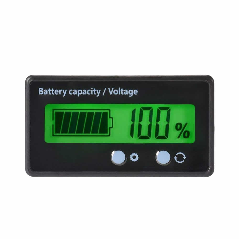 バッテリーモニター バッテリーチェッカー 電圧計 残量計 LCD表示 埋め込み 車　船　キャンプtecc-batmonit