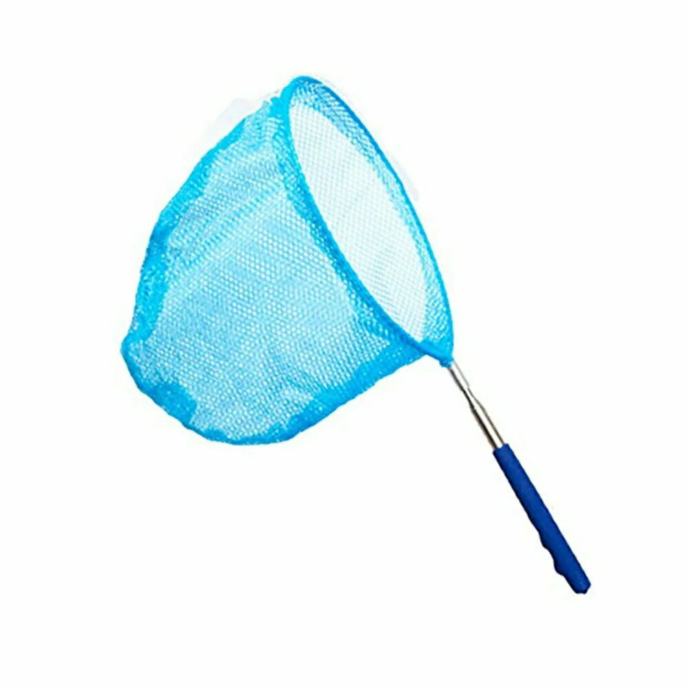 伸縮式　伸びる 虫捕獲網 ブルー 昆虫採集 長さ 約39-86cm 軽量 コンパクト 魚取り 虫取り　あみ 虫取りアミ 虫とり tecc-mushiami