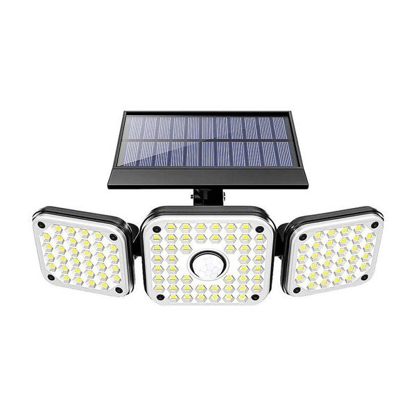 Rakuten - 電気代 0円 取付け簡単 112LED 3灯 センサーライト ソーラー 人感 モーション検知 超広角 屋外 玄関 駐車場 防雨型 防犯　tec-solarll112