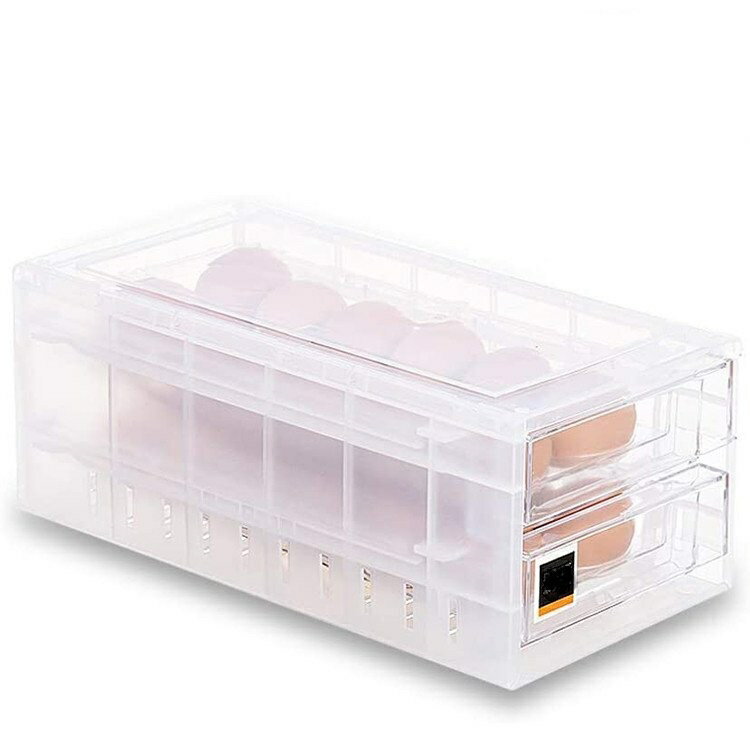 卵ケース 卵入れ 冷蔵庫用 引き出し式 2段 クリア 24個用 玉子ケース 卵収納 保存 保管 tec-tamazon